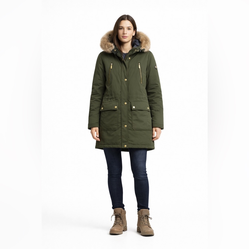 MICHAEL Michael Kors Down Filled Hooded Anorak Coat Parka Olive‎ Green Size S - Picture 16 of 16